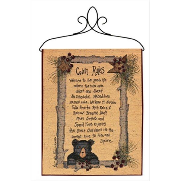 Manual Woodworkers & Weavers Cabin Rules Tapestry Wall Hanging Vertical 13 X 18 in. HWCBRL